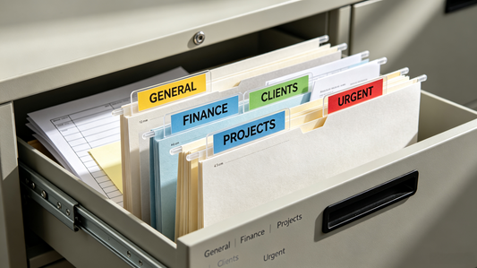 Learn how to label file folders for home and office organization. Discover simple filing ideas, label sizes, color-coding tips, and label maker options.