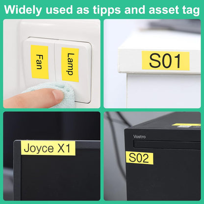 Replace for Brother P-Touch Label Tape Yellow TZe-631 TZ Tape 12mm | 0.47" Laminated Black on Yellow Ribbon for Ptouch Label Maker Refills PT-D210 D200 H110 D400, 1/2 Inch x 26.2 feet, 4 Pack
