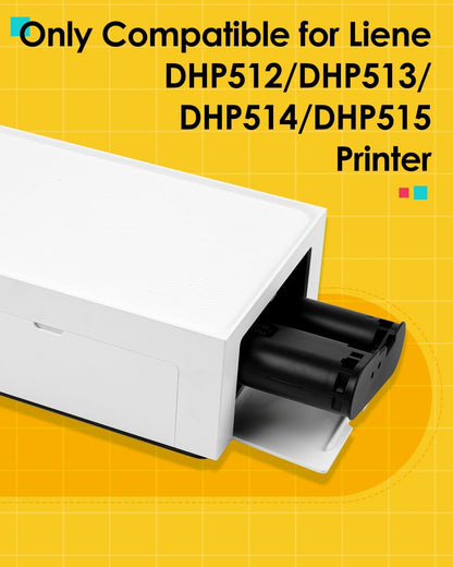 Compatible with Liene Amber M100/M200/M110/M210 4" × 6" Photo Printer Photo Paper & Ink Cartridges Refill for DHP512/DHP513/DHP514/DHP515, Dye Sublimation