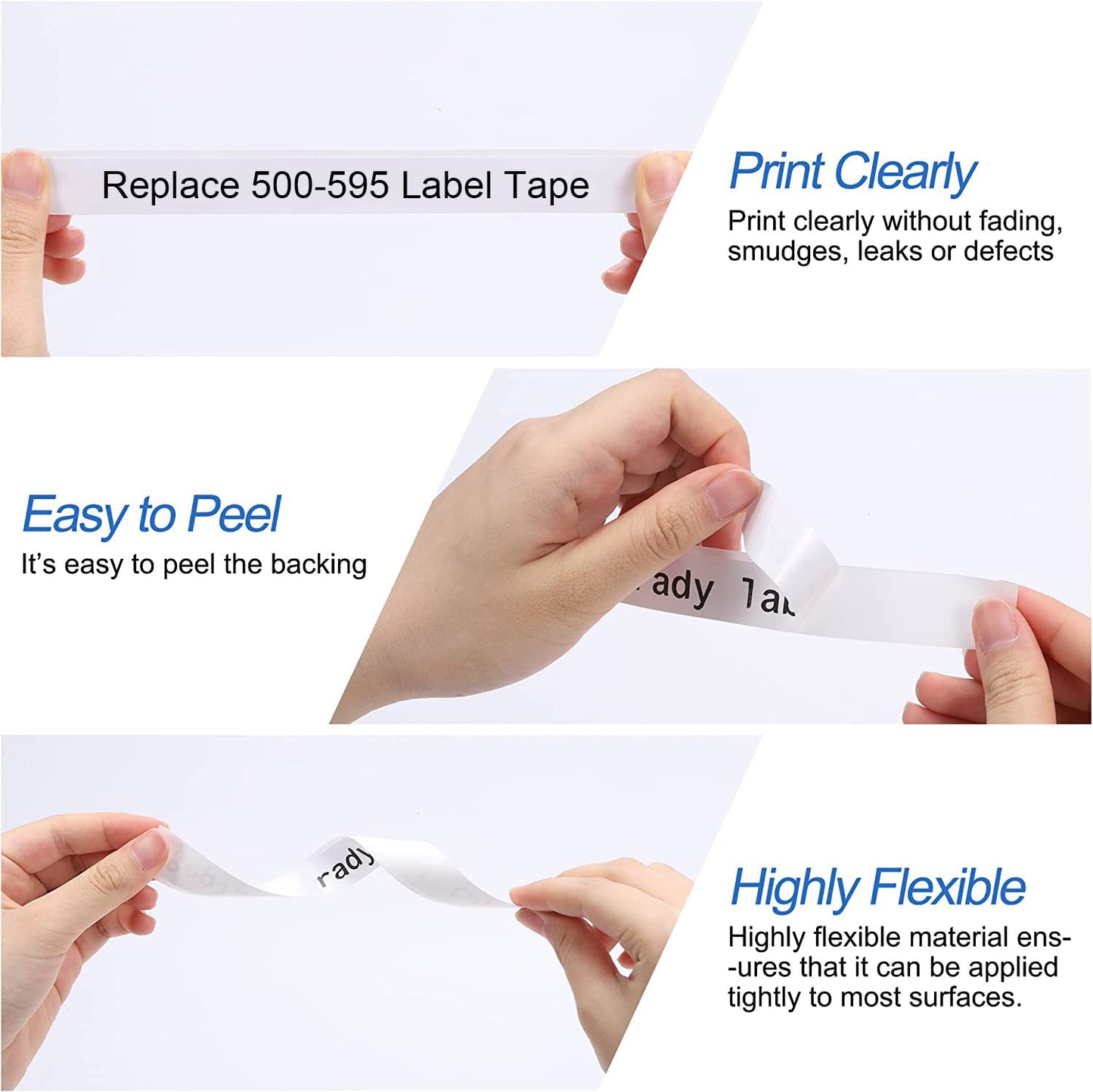 Label Tape Replacememt for M21-500-595-WT Vinyl Label Tape 1/2 Inch All-Weather High Adhesion Tape for Indoor/Outdoor, 21' Length 0.5" Width, Black on White, 4 Pack