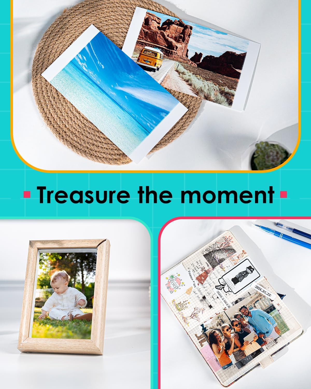 Colorty Compatible with Liene Amber M100/M200/M110/M210 4x6 Photo Paper & Ink Cartridge Refill – 80 Sheets + 2 Ink, Dye Sublimation Replacement for DHP512/DHP513/DHP514/DHP515,  for Framing & Scrapbooking