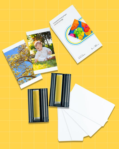 Compatible with Liene Amber M100/M200/M110/M210 4" × 6" Photo Paper & Ink Cartridge Refill