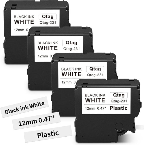 Compatible Brother P-touch BTAG231 Label Tape, 12mm Black on White