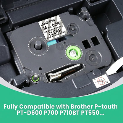 Replacement for Brother TZe-151 24mm Clear Label Tape Black on Transparent Compatible with P-touch PT-2730 PT-3600 Label Makers
