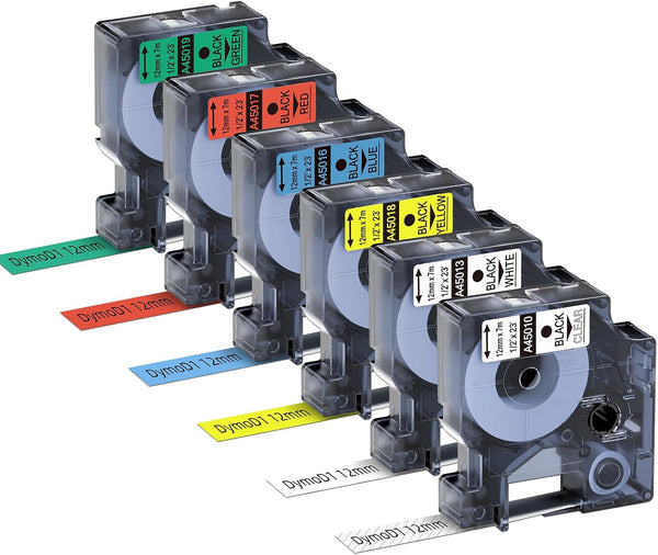 DYMO D1 Compatible Laminated Label Tape – Multiple Widths & Colors, for LabelManager & LabelWriter Duo Printers