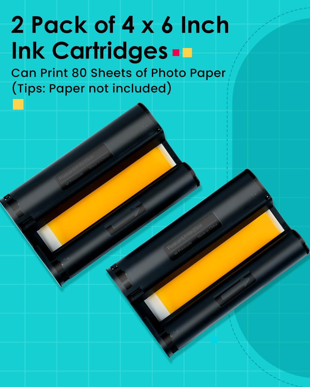 Compatible with Liene Amber M100/M200/M110/M210 4" × 6" Photo Printer Photo Paper & Ink Cartridges Refill for DHP512/DHP513/DHP514/DHP515, Dye Sublimation