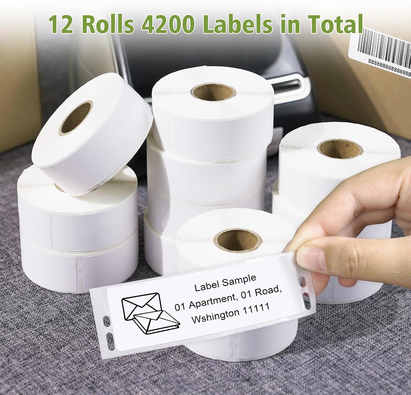 COLORTY DYMO 30252 Labels – Compatible with LabelWriter 450, 4XL, Turbo & Zebra & Rollo   Printers – Thermal Address Stickers for Shipping
