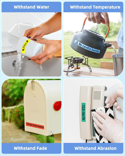 Compatible with DYMO D1 Label Maker Tape Refills | Replacement for 40913, 41913, A40913, 45013, S0720680 & S0720530, 9mm & 12mm Label Tape for LabelManager 160, 210D, 220P, 260P, 280, 360D, 420P, 450 Duo