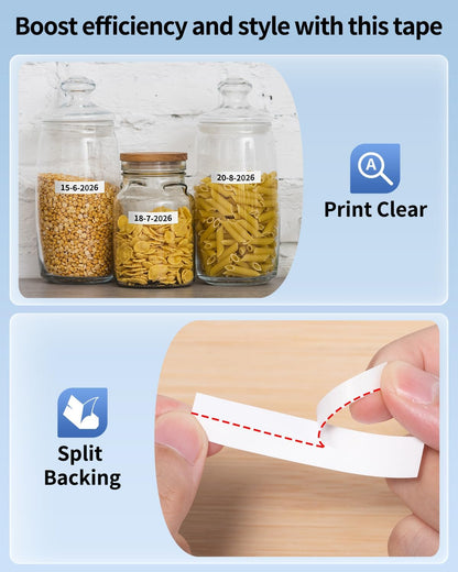 Compatible with Brother P-Touch BTAG231 Label Tape, 12mm (1/2") Black on White Tape Refills, for PT-N10 PT-N20 PT-N25BT