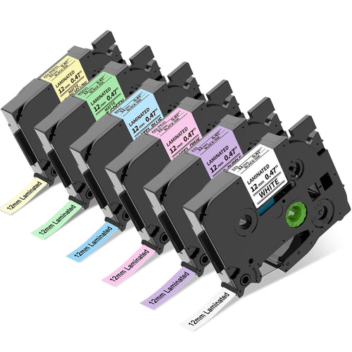 COLORTY TZe-231 Compatible Pastel Color Label Tape 12mm 6 Pack, Replacement for Brother P-touch TZ-231 Laminated Tape for PT-D200 D210 D220 H110 P300BT Cube