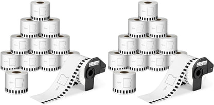 Brother DK-2205 compatible continuous paper labels 24 rolls black on white replacement labels for Brother QL printers