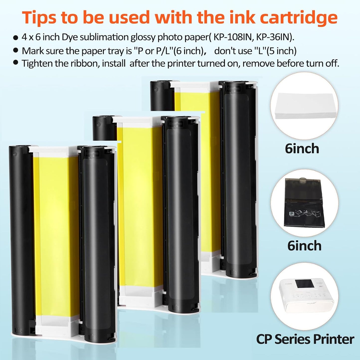 Canon SELPHY KP-108IN KP-36IN Compatible Color Ink Cassette for CP1500 CP1300 CP1200 Photo Printers(Ink Only)