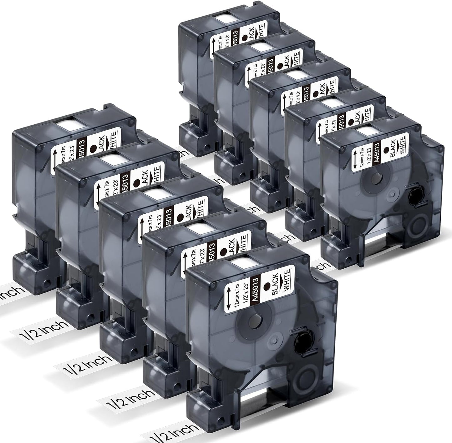 Compatible with DYMO D1 Label Maker Tape Refills | Replacement for 40913, 41913, A40913, 45013, S0720680 & S0720530, 9mm & 12mm Label Tape for LabelManager 160, 210D, 220P, 260P, 280, 360D, 420P, 450 Duo
