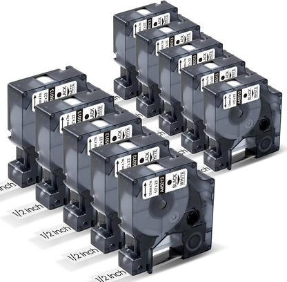 Compatible with DYMO D1 Label Maker Tape Refills | Replacement for 40913, 41913, A40913, 45013, S0720680 & S0720530, 9mm & 12mm Label Tape for LabelManager 160, 210D, 220P, 260P, 280, 360D, 420P, 450 Duo